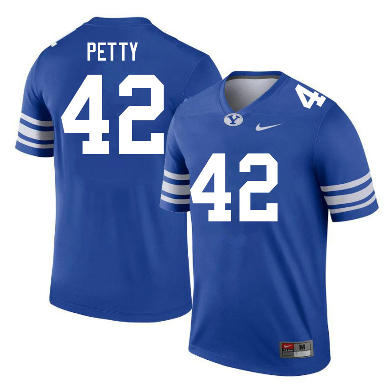 Men #42 Mikey Petty BYU Cougars College Football Jerseys Sale-Royal